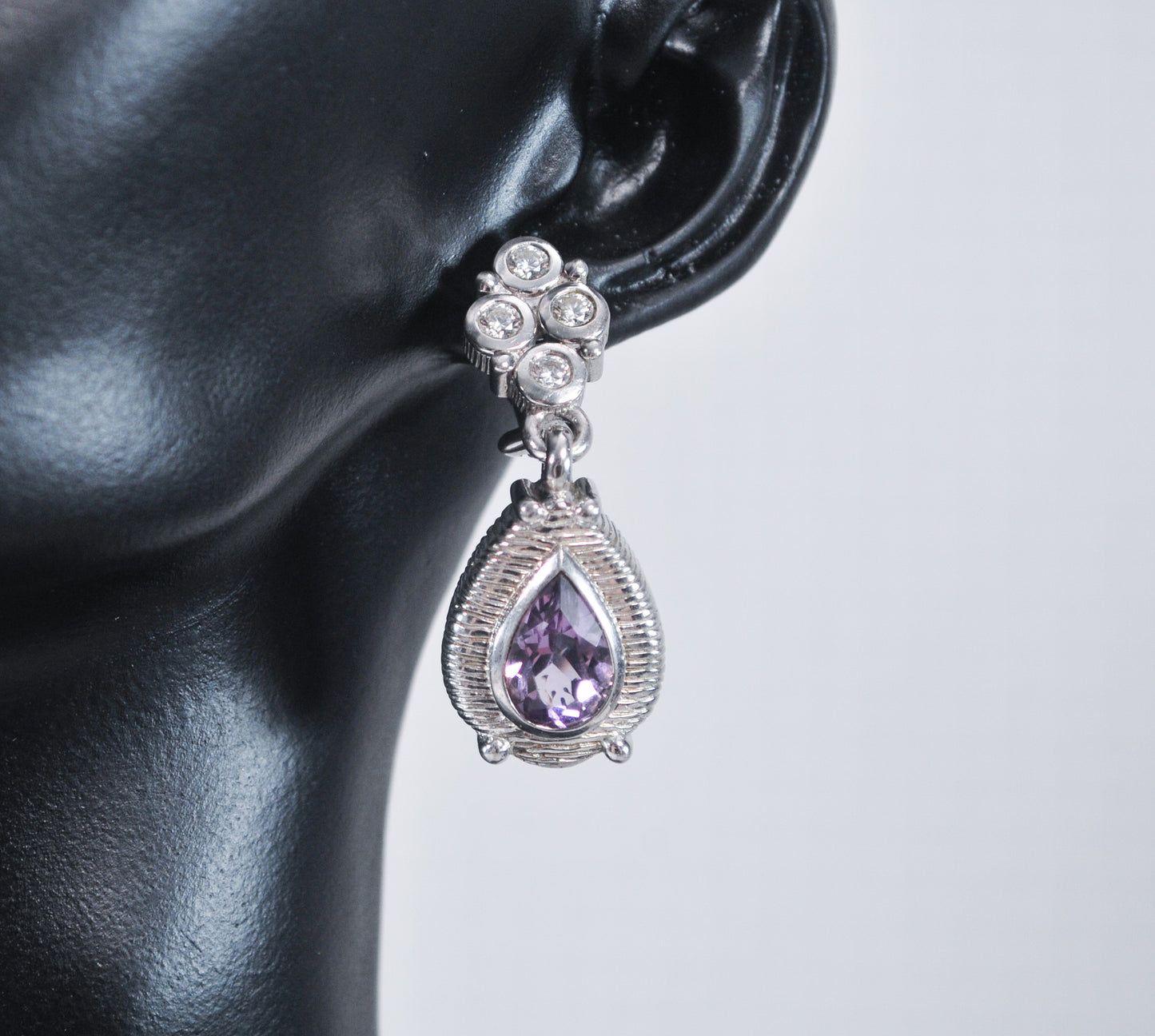 Judith Ripka Sterling Silver Amethyst Earrings