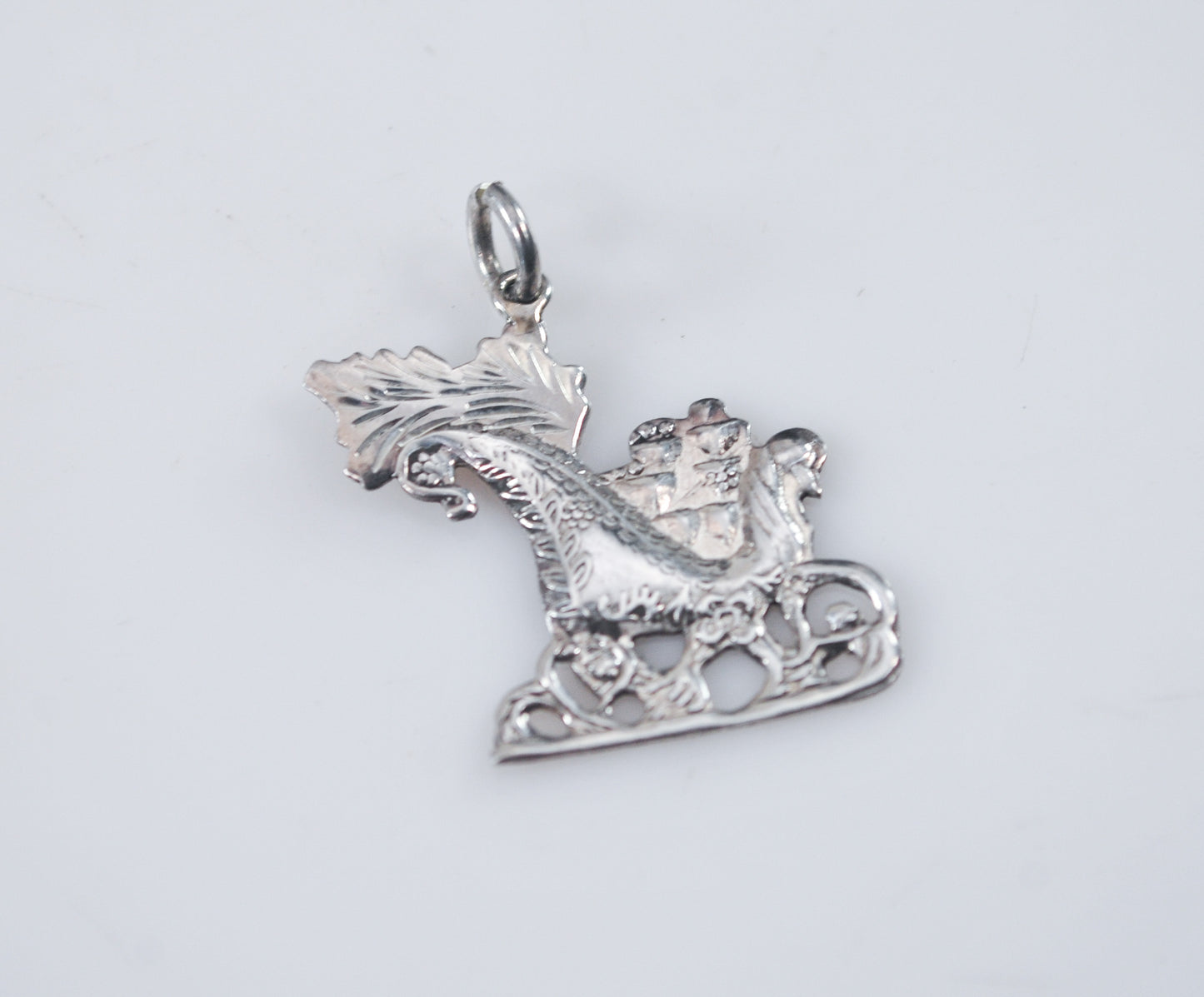 Vintage Sterling Silver Sleigh Charm Pendant