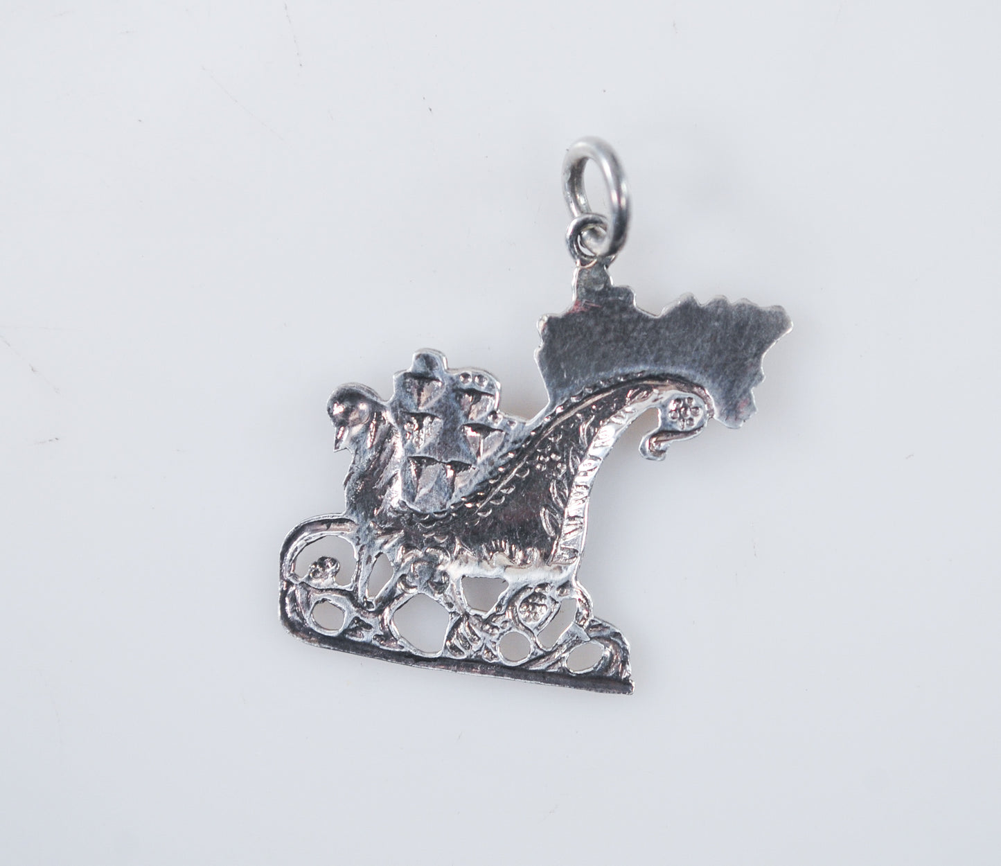 Vintage Sterling Silver Sleigh Charm Pendant