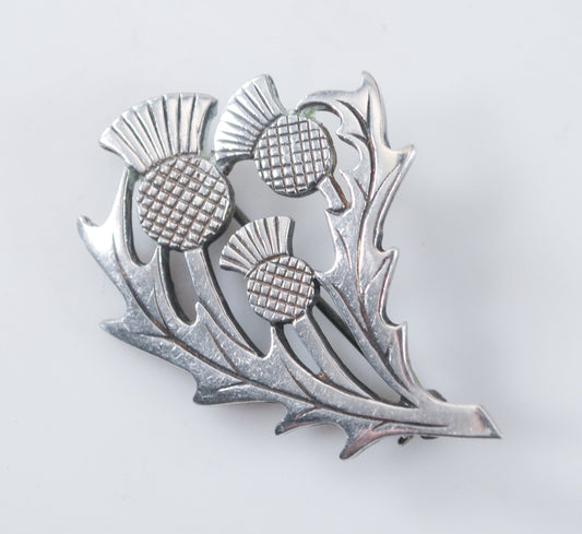 Vintage Signed Sterling Silver Thistle Brooch