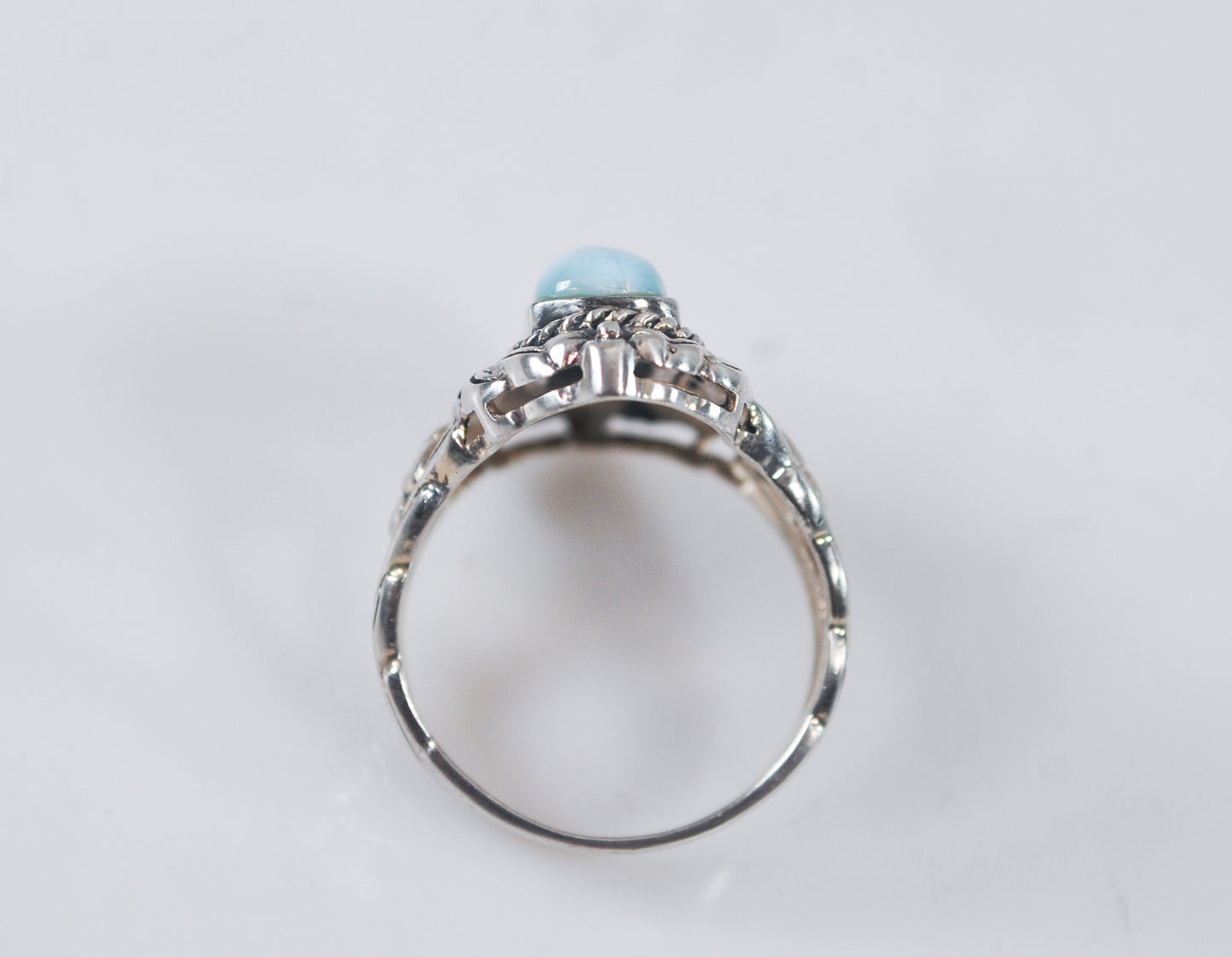 Signed Sterling Silver Larimar Ring