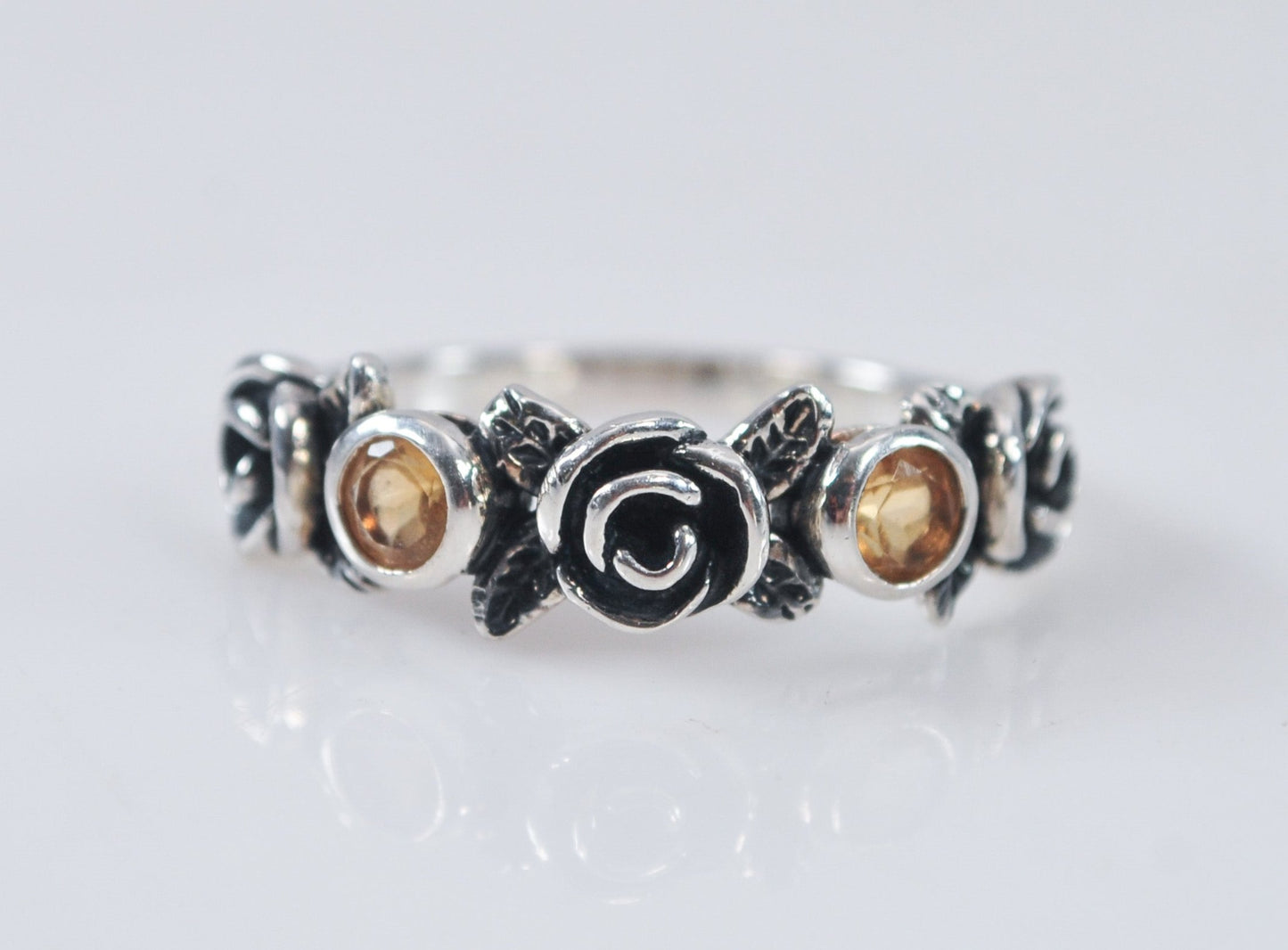 Or PAZ Sterling Silver Citrine Rose Ring