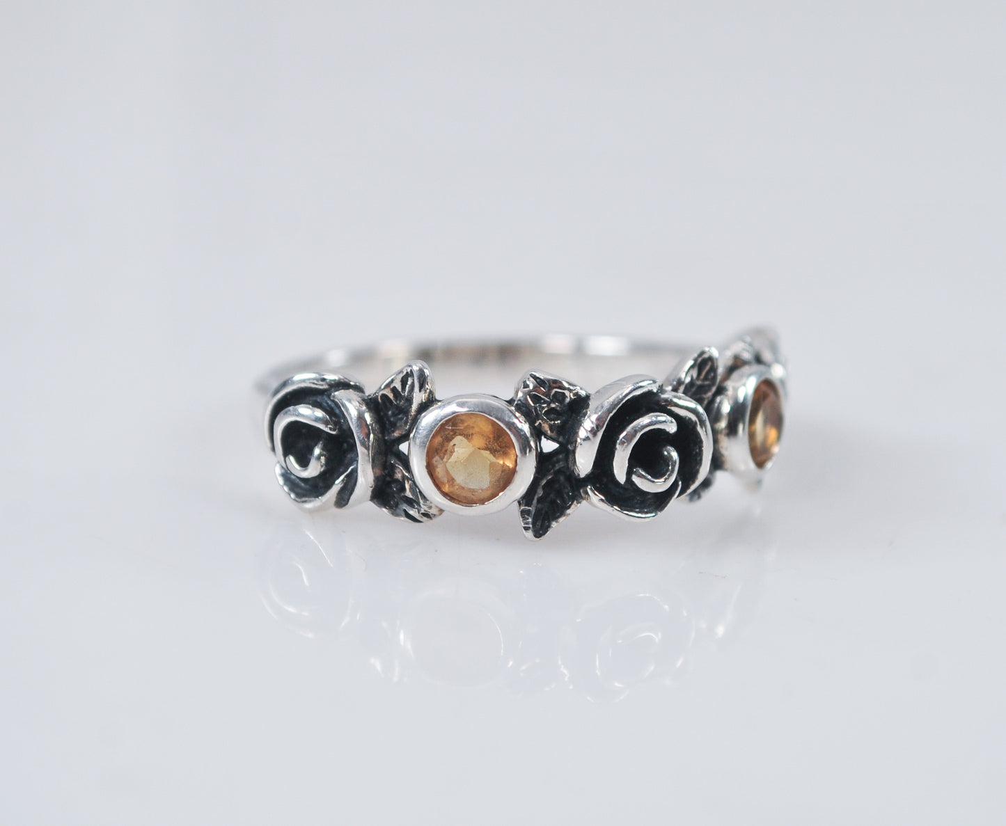 Or PAZ Sterling Silver Citrine Rose Ring