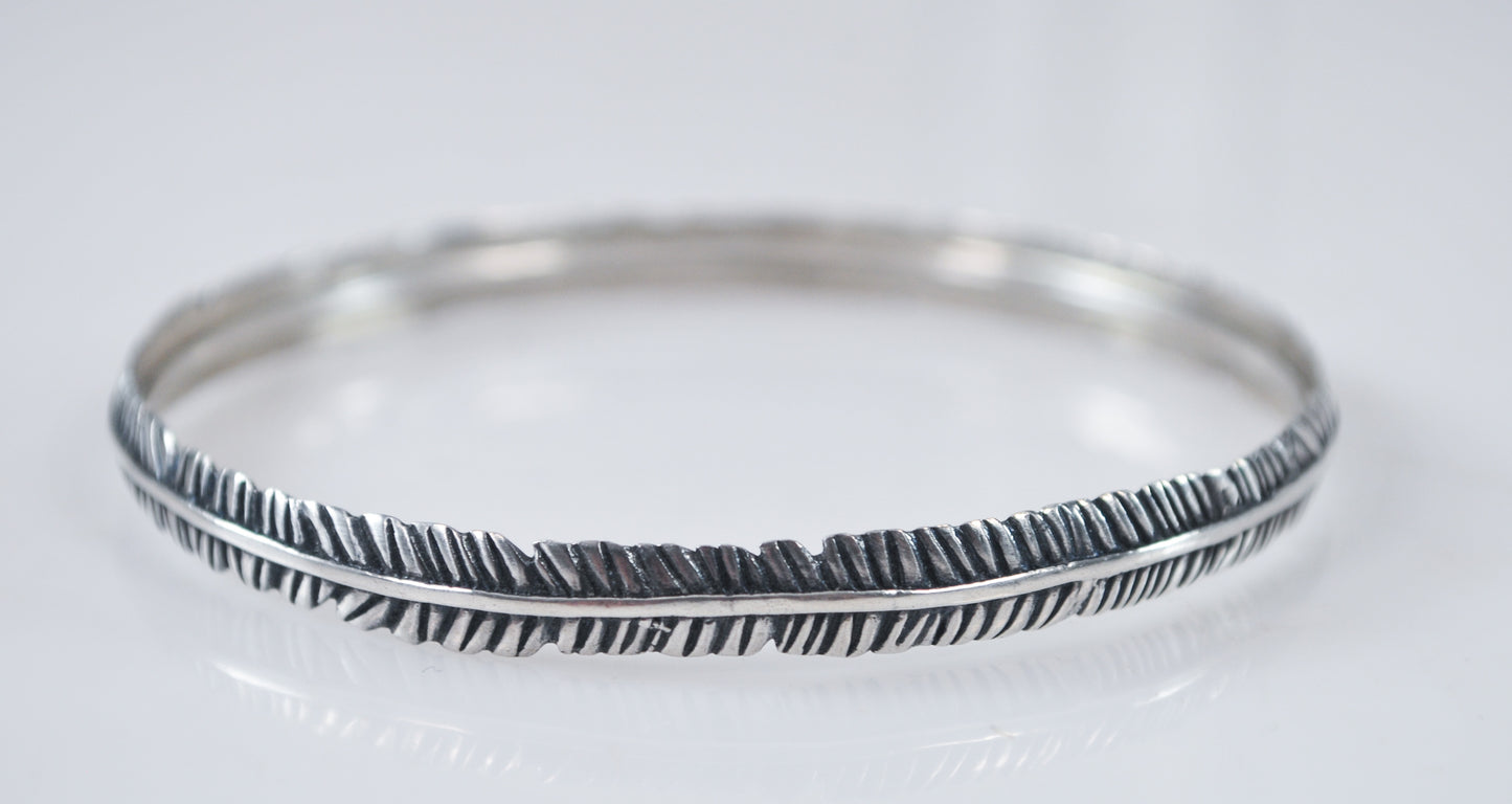 Silpada Sterling Silver Feather Bangle Bracelet