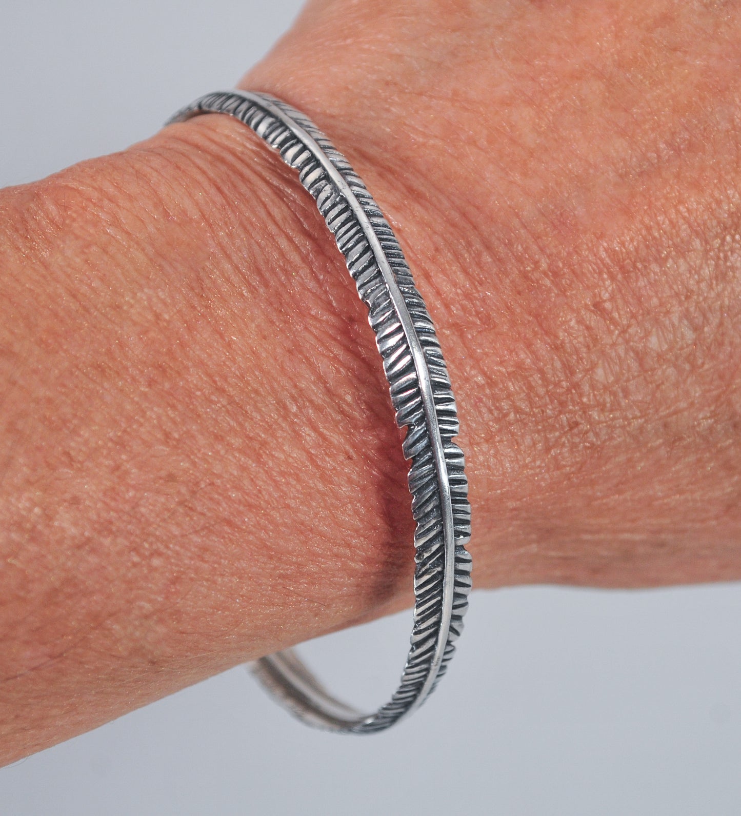 Silpada Sterling Silver Feather Bangle Bracelet