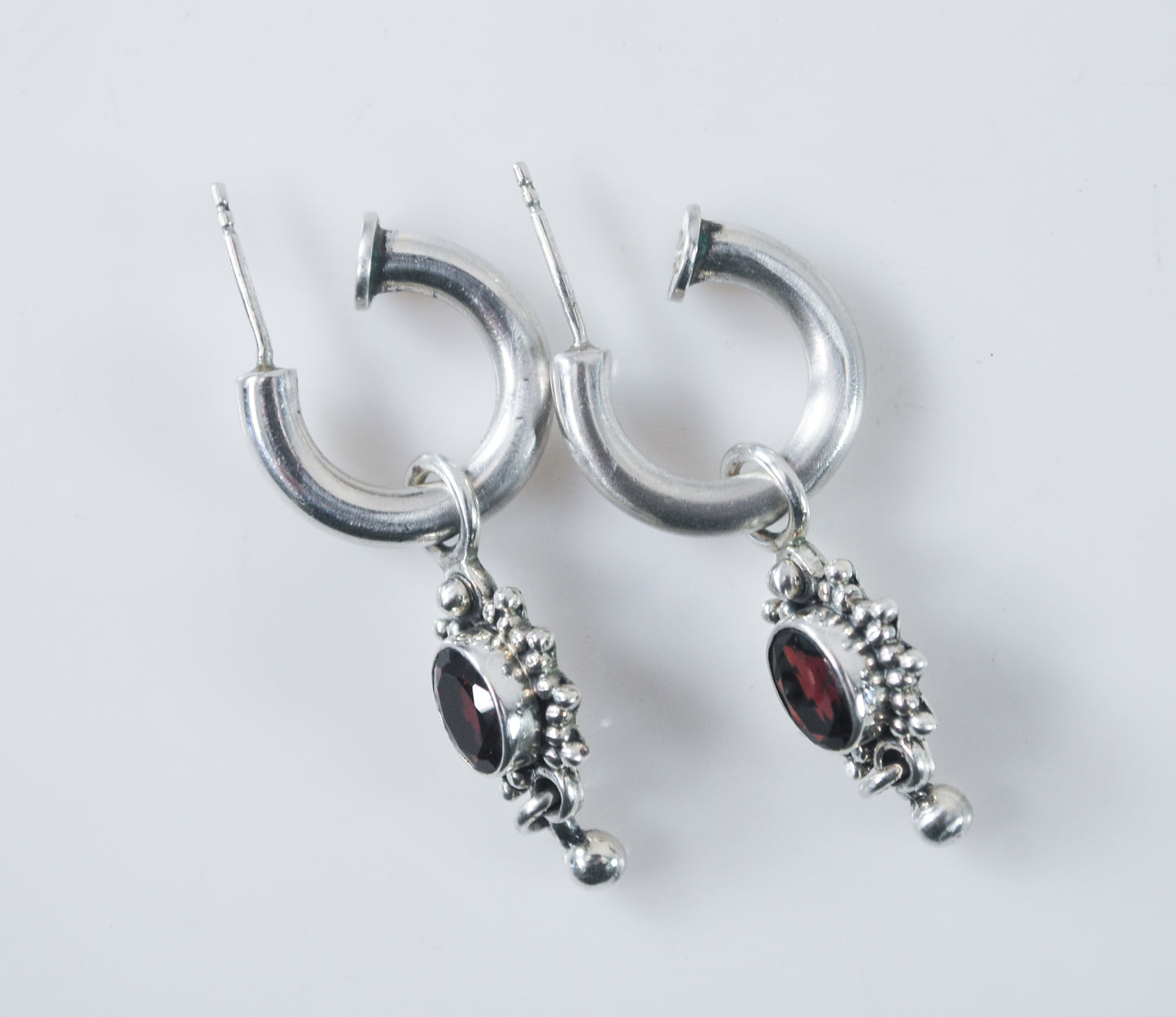 Doug Paulus Sterling Silver Hoop Charm Earrings