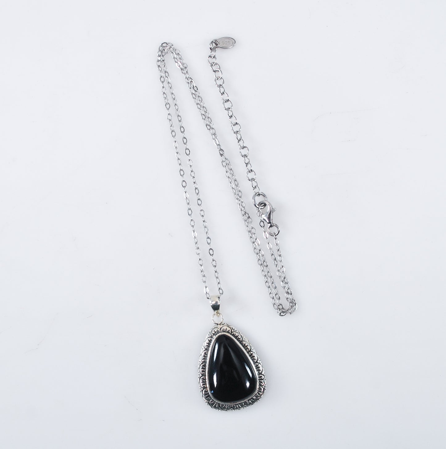 Signed Sterling Silver Black Onyx Necklace