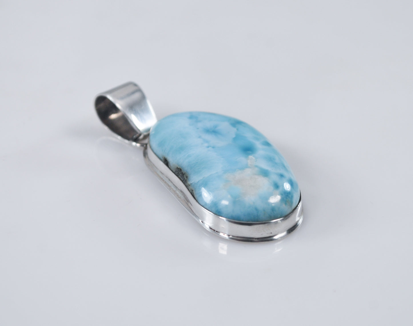 Large Sterling Silver Larimar Pendant