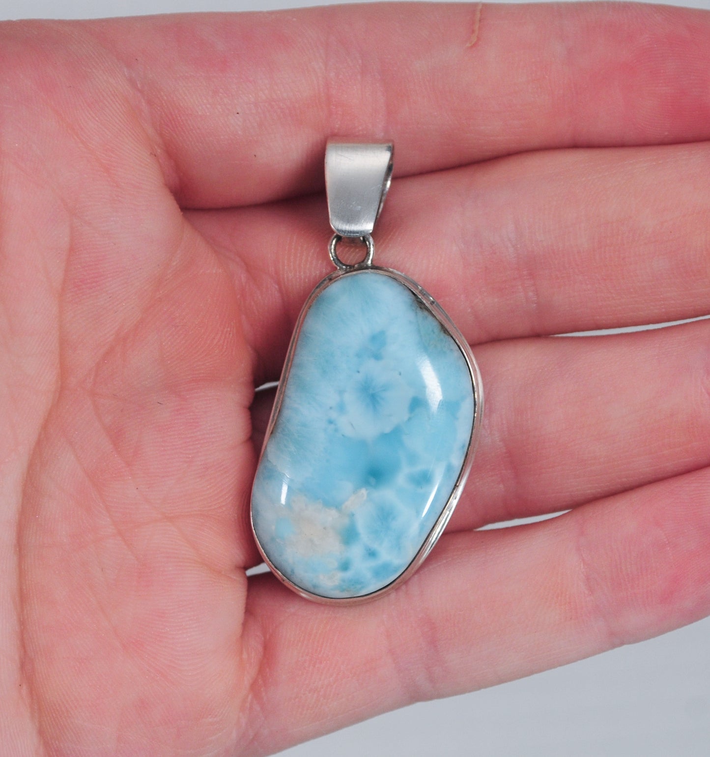 Large Sterling Silver Larimar Pendant