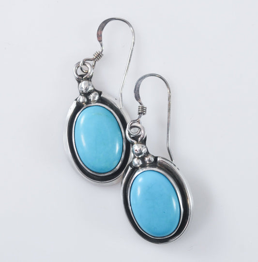 Burt Francisco Turquoise Shadowbox Sterling Silver Earrings