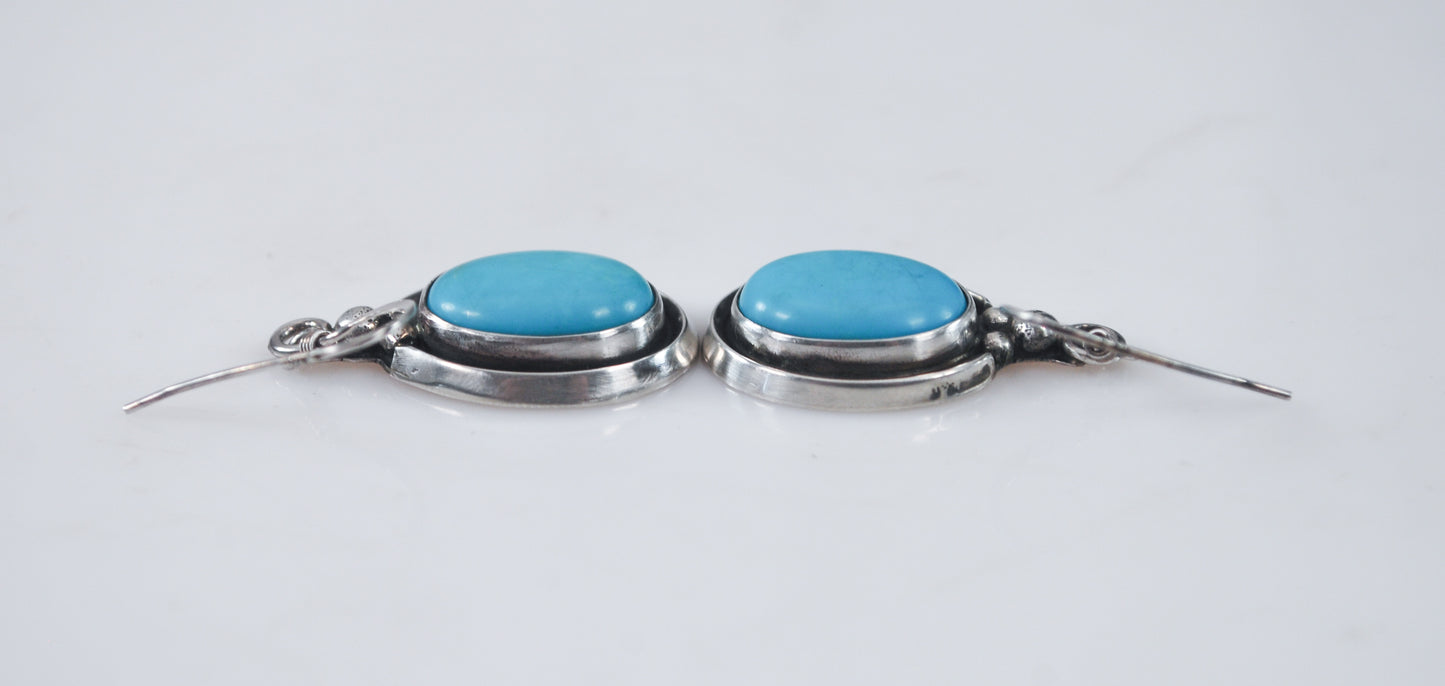 Burt Francisco Turquoise Shadowbox Sterling Silver Earrings