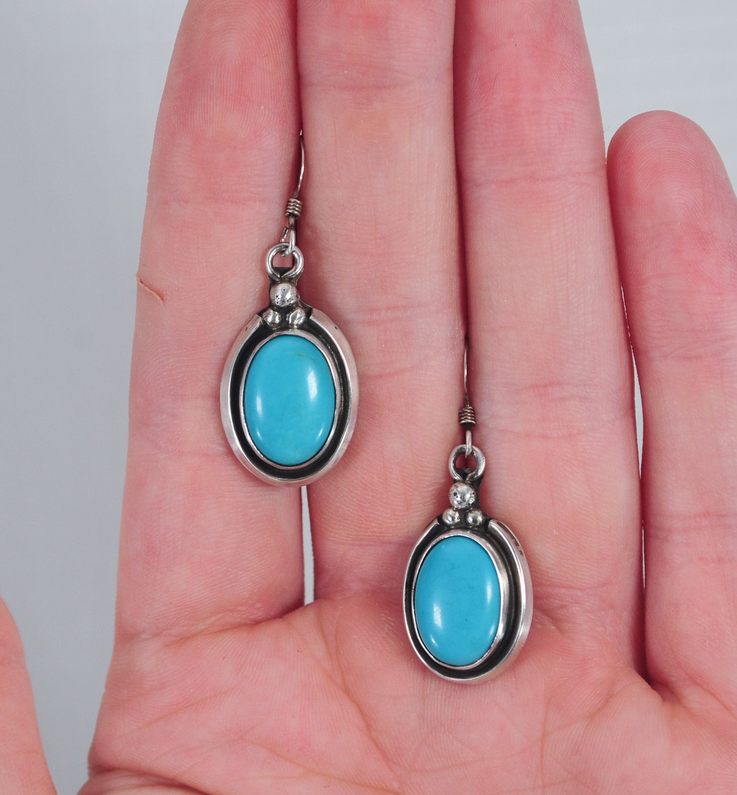 Burt Francisco Turquoise Shadowbox Sterling Silver Earrings