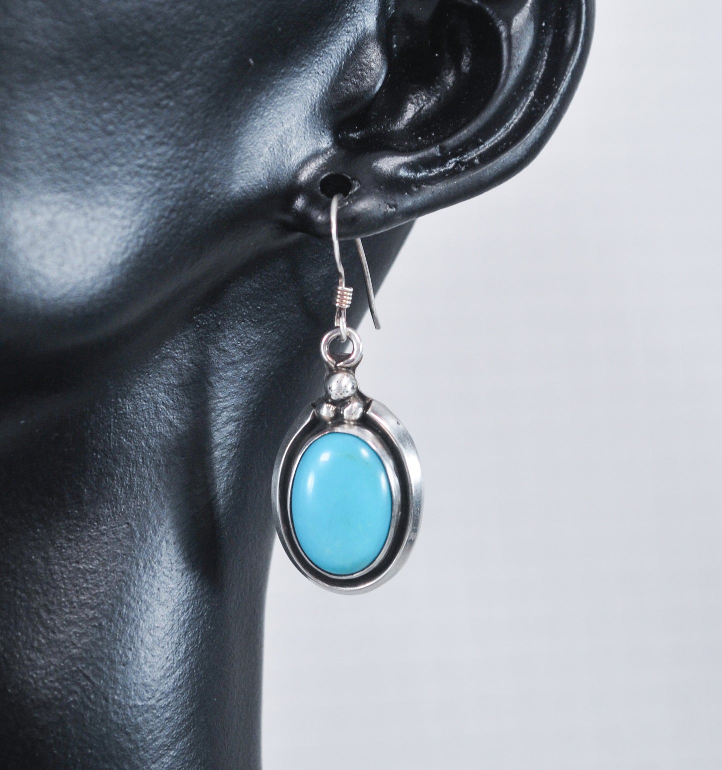 Burt Francisco Turquoise Shadowbox Sterling Silver Earrings