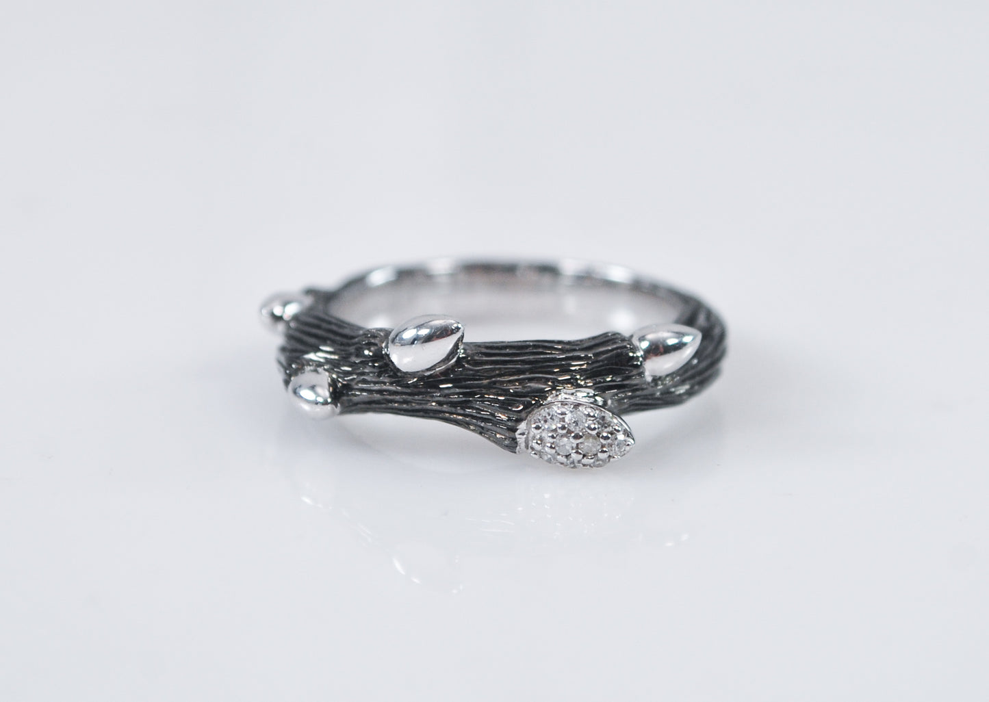 Stephen Dweck Sterling Silver Diamond Fortuna Branch Ring