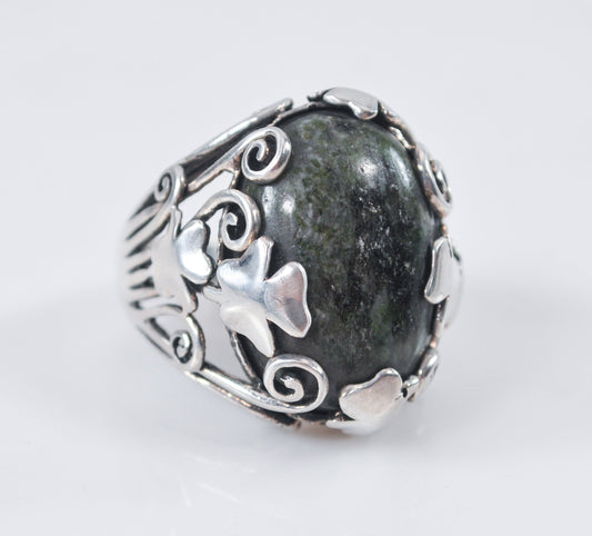 Connemara Marble Ireland Sterling Silver Shamrock Ring