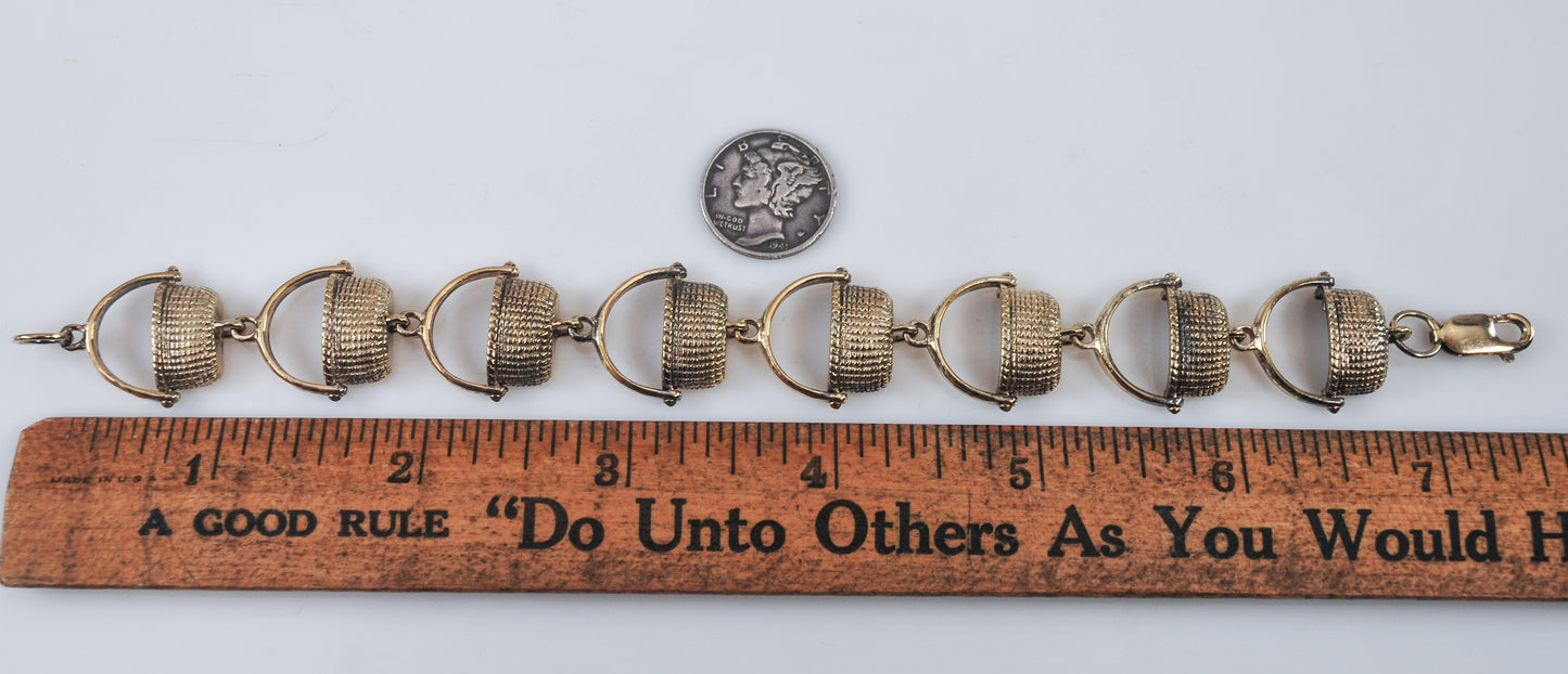 Signed Gold over Sterling Nantucket Picnic Basket Bracelet