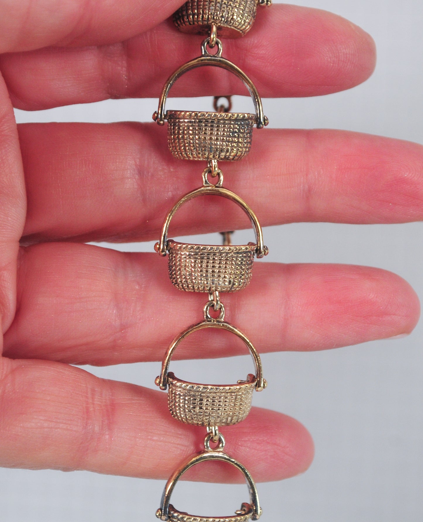 Signed Gold over Sterling Nantucket Picnic Basket Bracelet