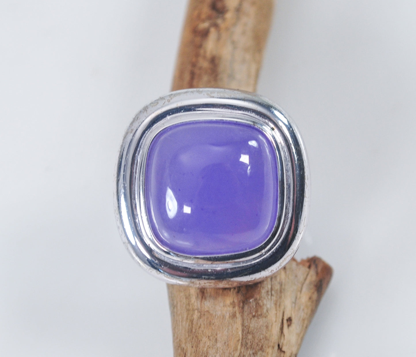 Chunky Sterling Silver Lavender Jade Ring