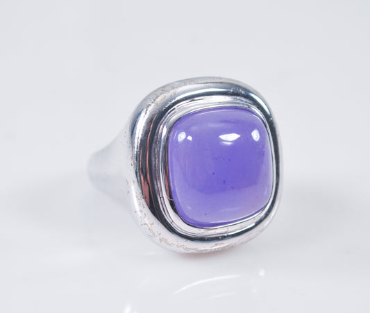 Chunky Sterling Silver Lavender Jade Ring