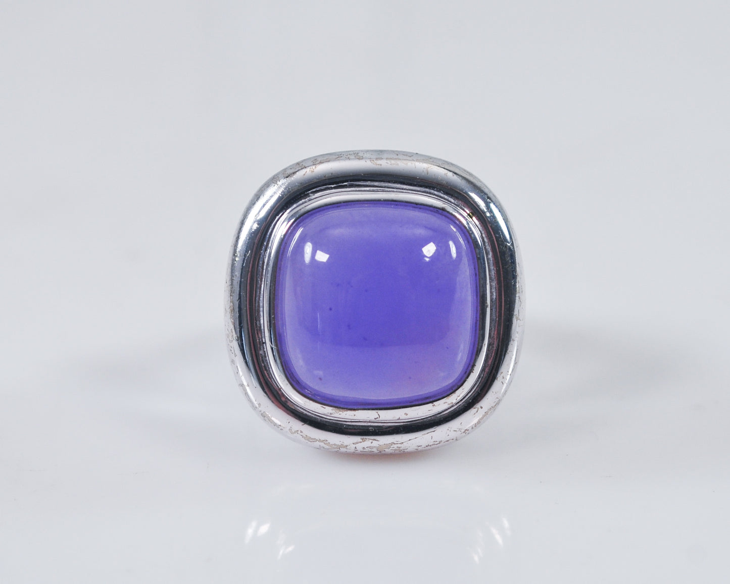 Chunky Sterling Silver Lavender Jade Ring