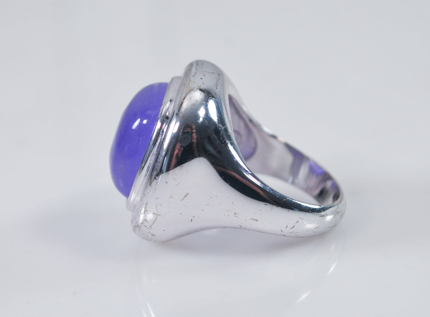 Chunky Sterling Silver Lavender Jade Ring