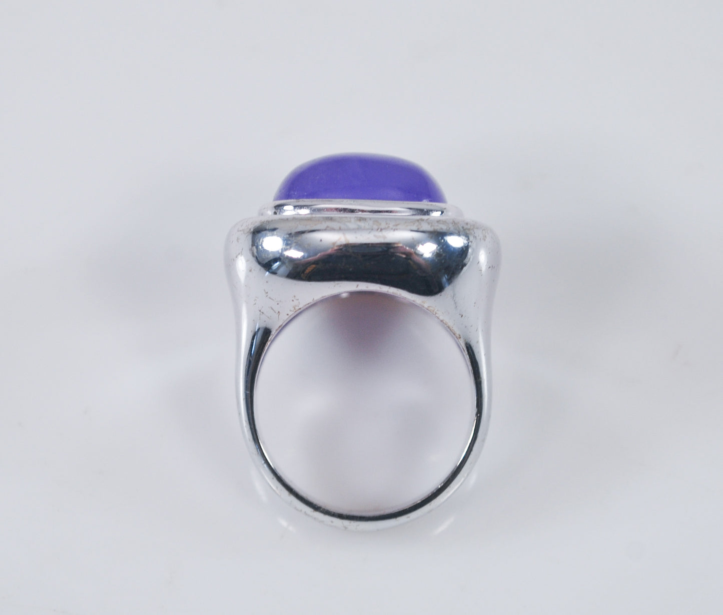 Chunky Sterling Silver Lavender Jade Ring