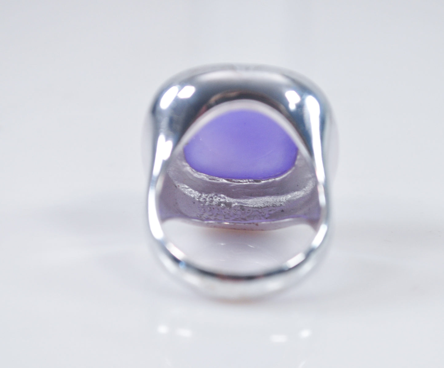 Chunky Sterling Silver Lavender Jade Ring