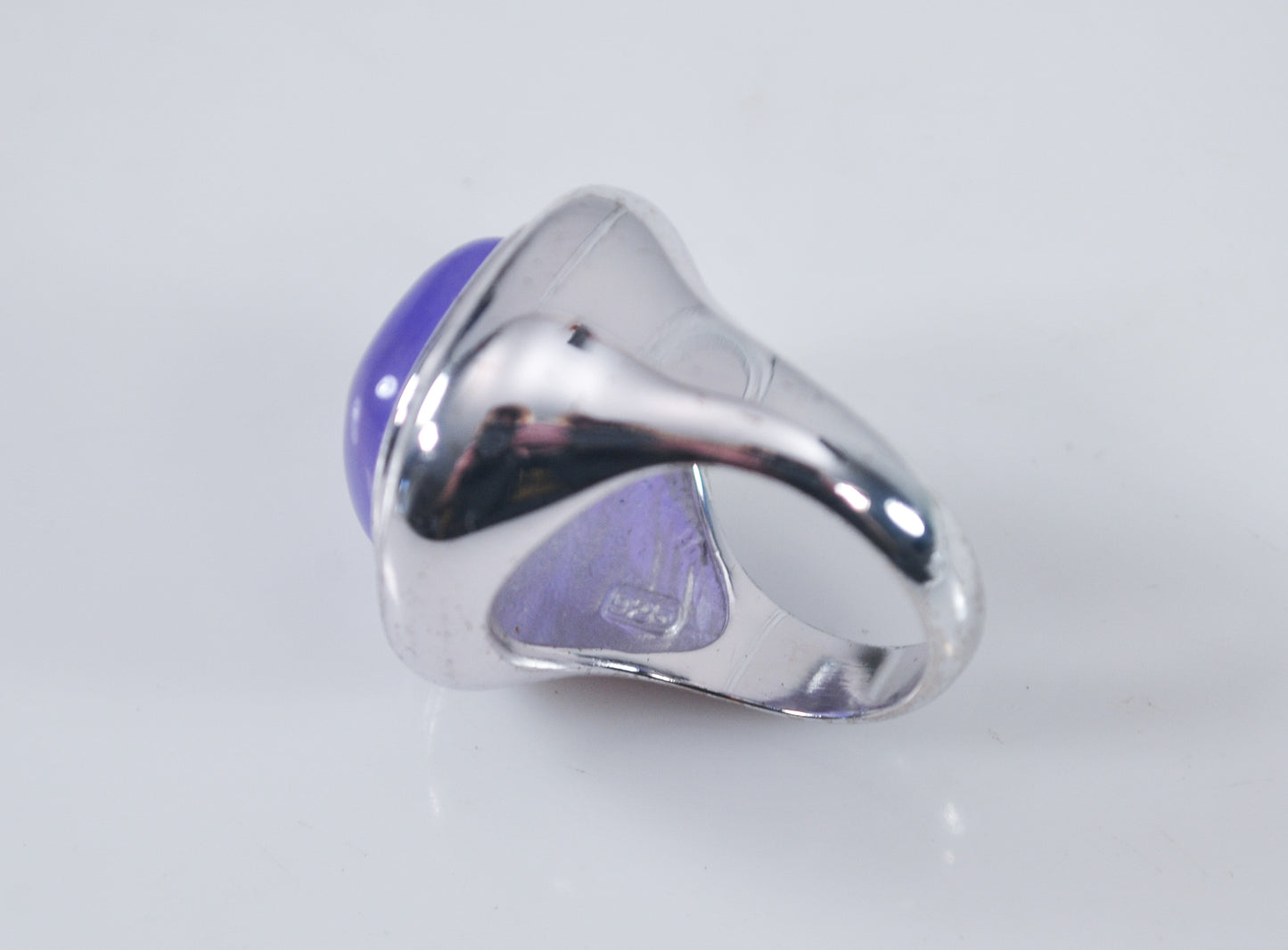 Chunky Sterling Silver Lavender Jade Ring