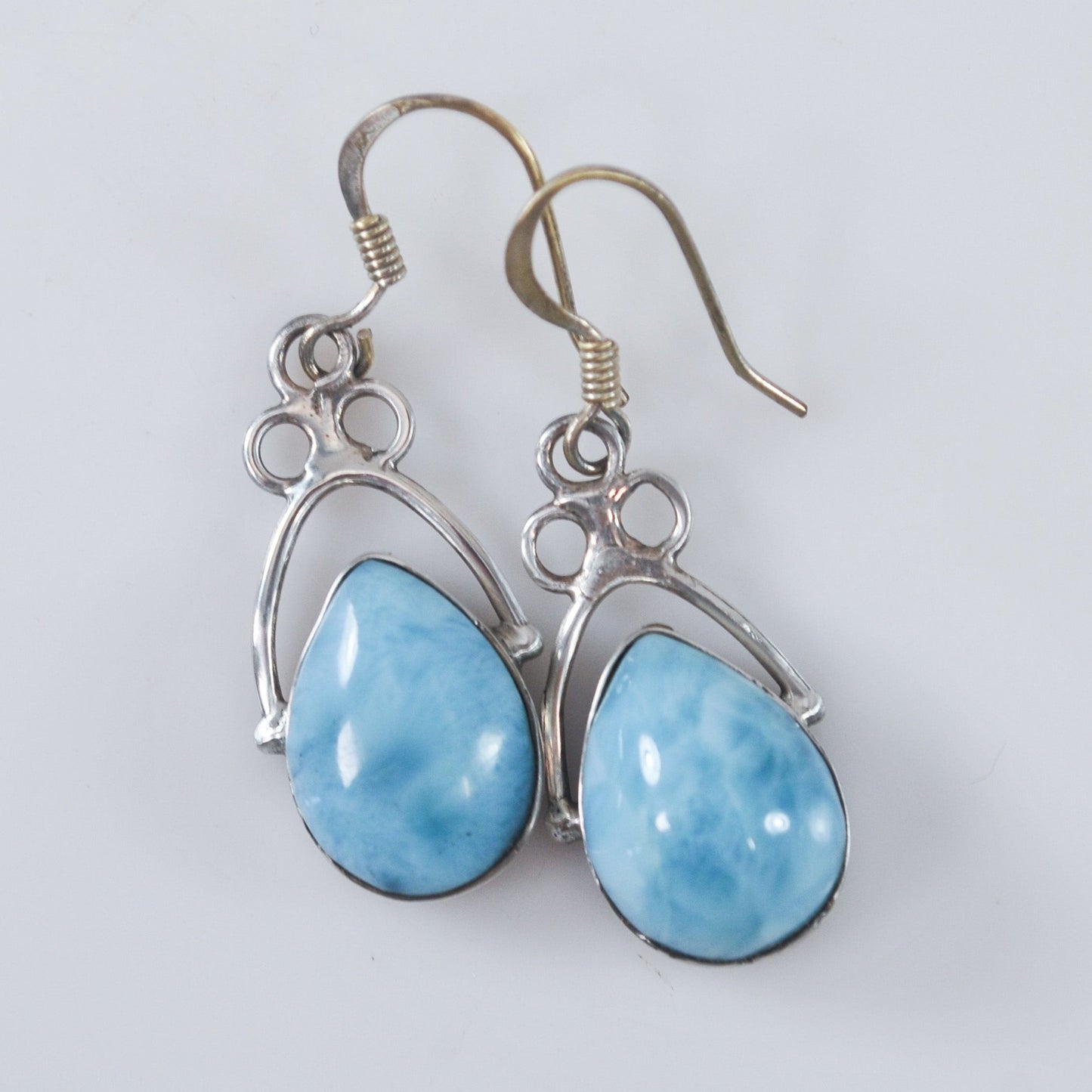 Larimar Teardrop Sterling Silver Earrings