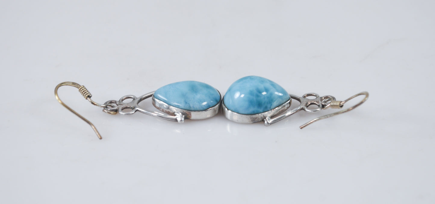 Larimar Teardrop Sterling Silver Earrings