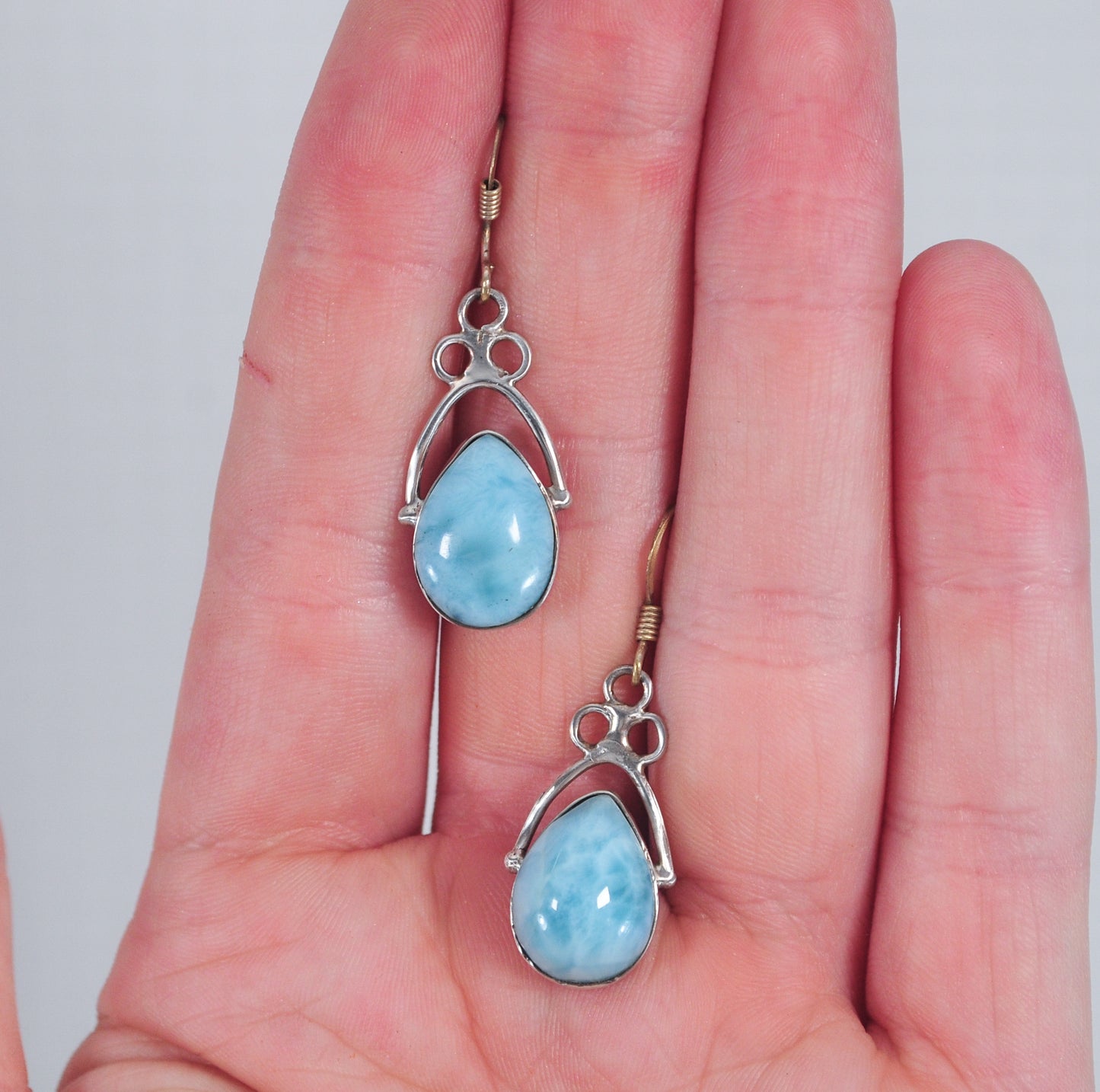 Larimar Teardrop Sterling Silver Earrings