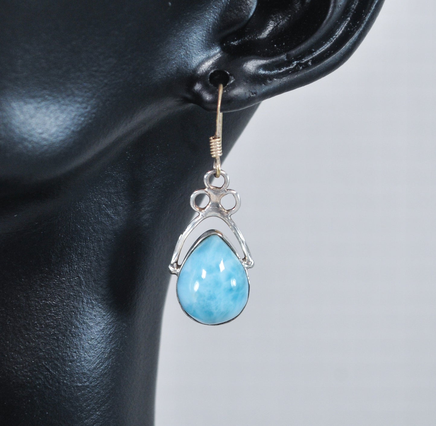 Larimar Teardrop Sterling Silver Earrings