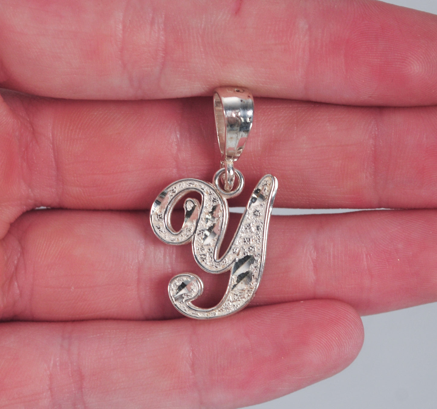 Signed Sterling Silver Initial Y Pendant