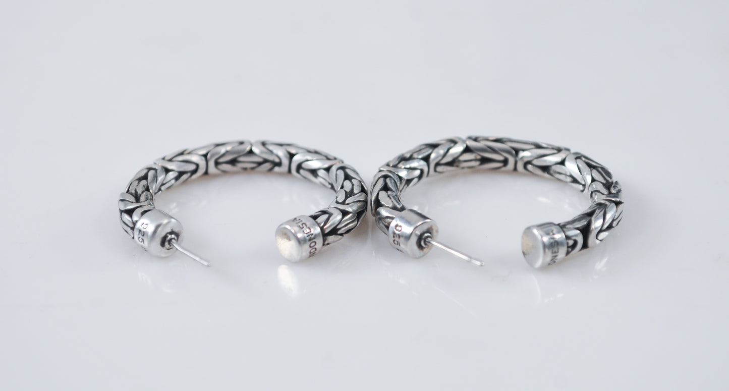 Suarti 925 Sterling Silver Byzantine Hoop Earrings