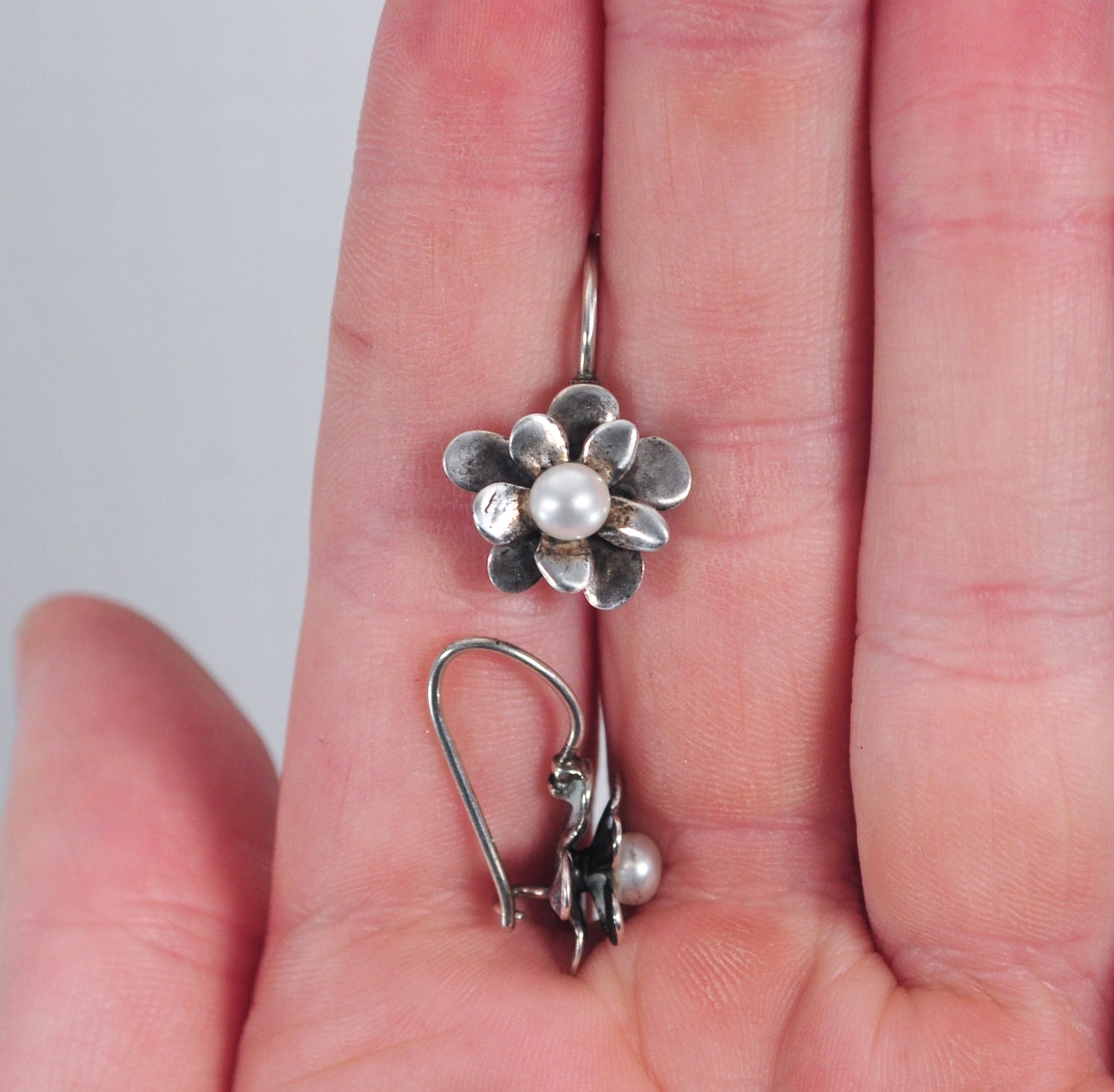 Silpada Sterling Silver Pearl Flower Earrings