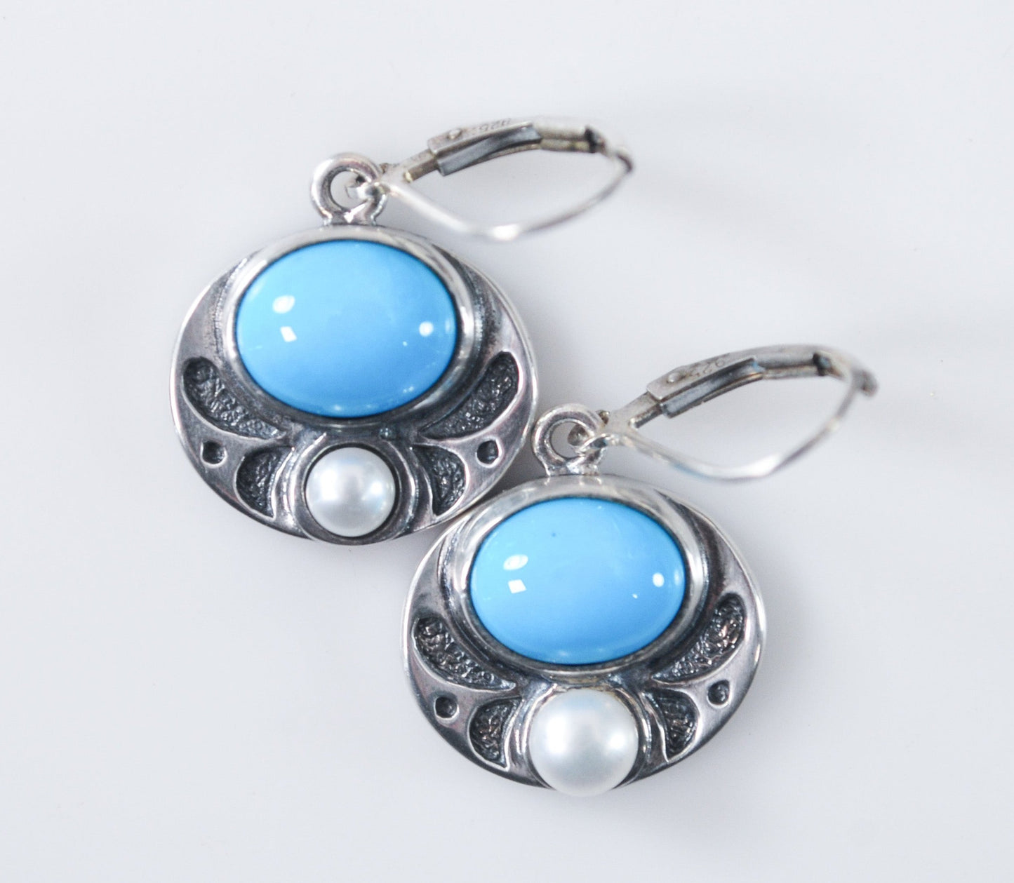 Coleman Sterling Silver Turquoise Pearl Earrings