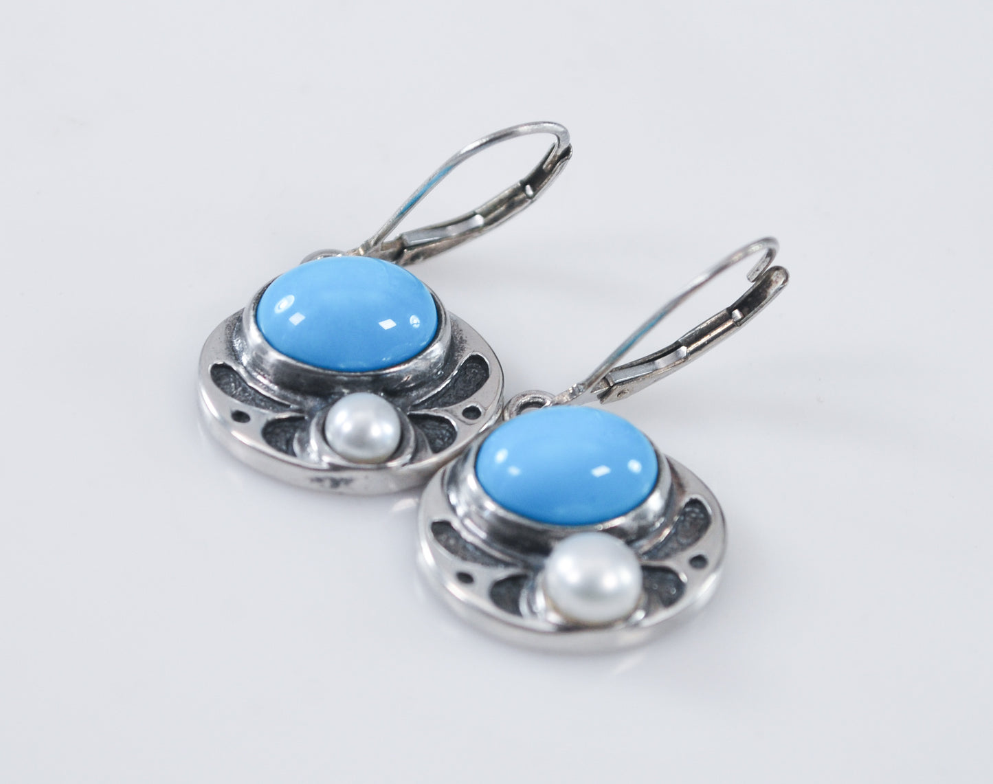 Coleman Sterling Silver Turquoise Pearl Earrings