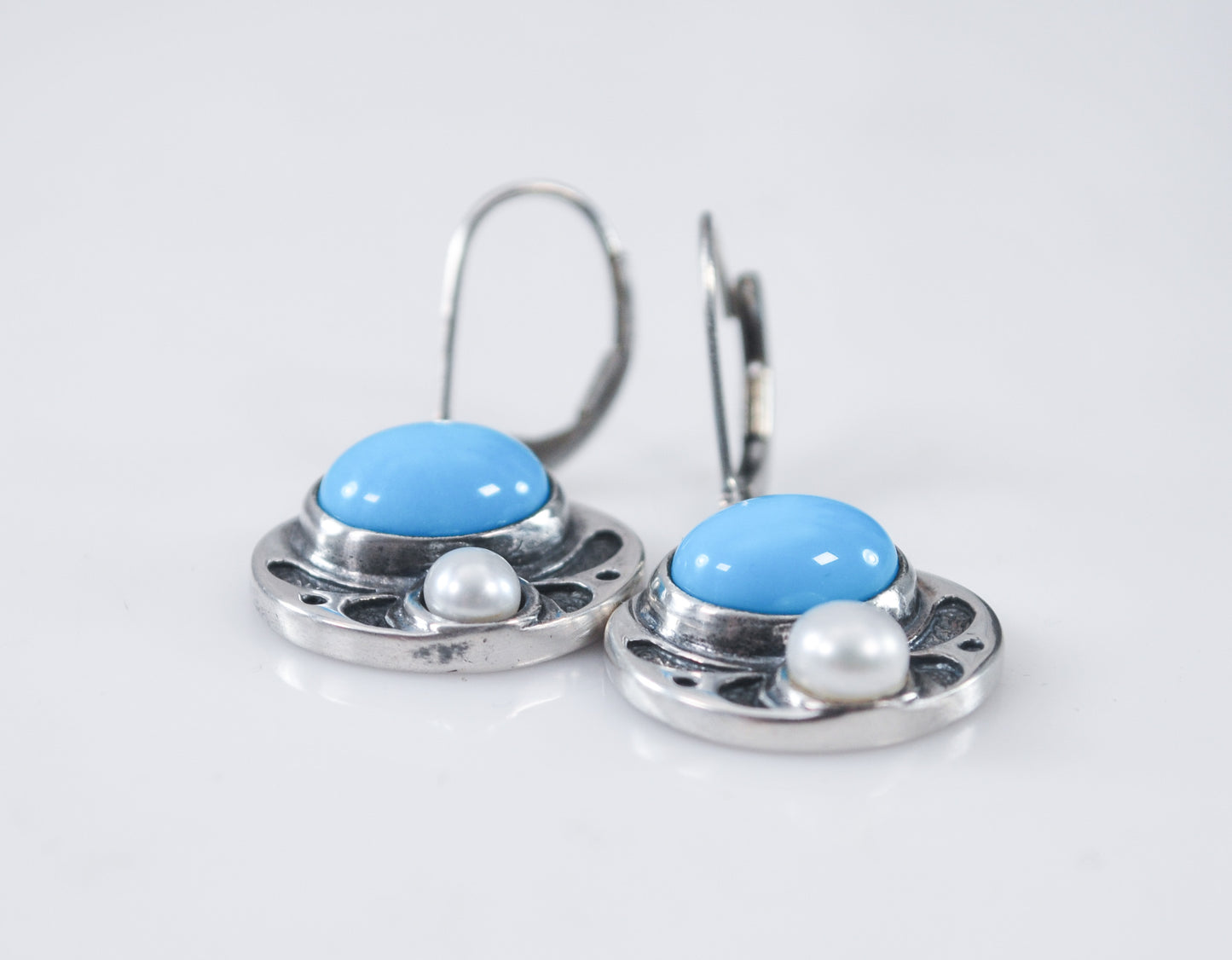 Coleman Sterling Silver Turquoise Pearl Earrings