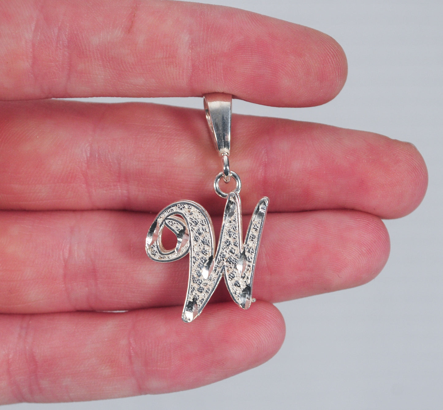 Signed Sterling Silver Initial W Pendant