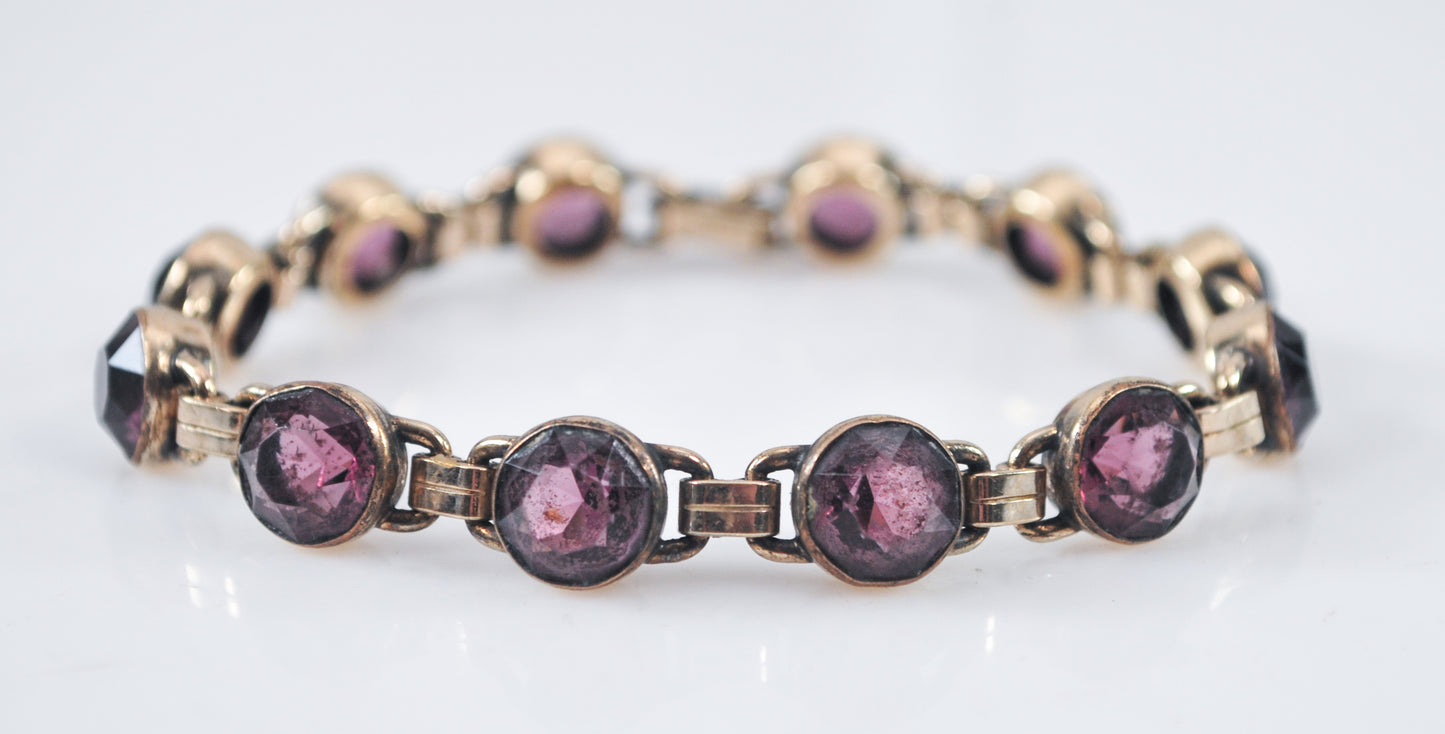 Vintage EB Engel Brothers Gold Filled Purple Stone Bracelet