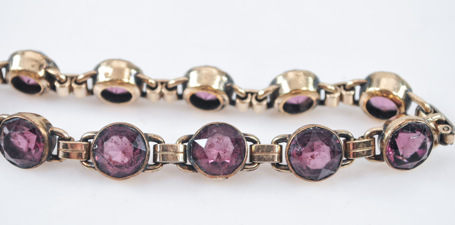 Vintage EB Engel Brothers Gold Filled Purple Stone Bracelet