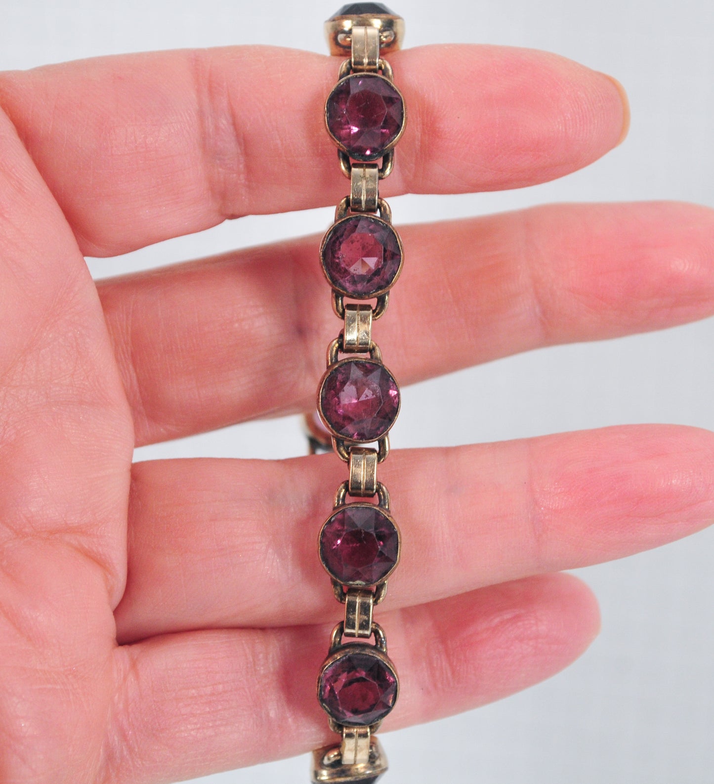 Vintage EB Engel Brothers Gold Filled Purple Stone Bracelet