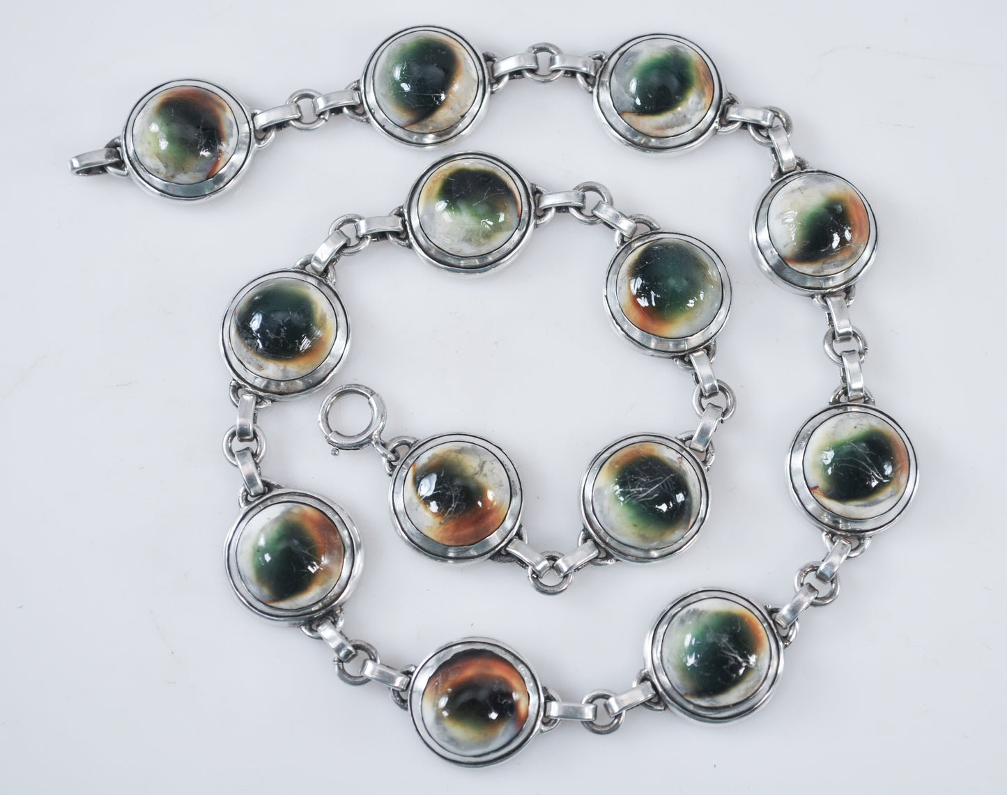 Vintage Sterling Silver Operculum Choker Necklace