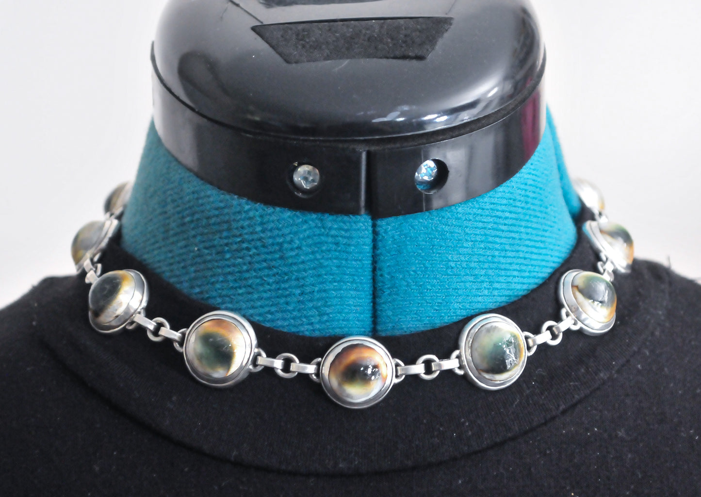 Vintage Sterling Silver Operculum Choker Necklace