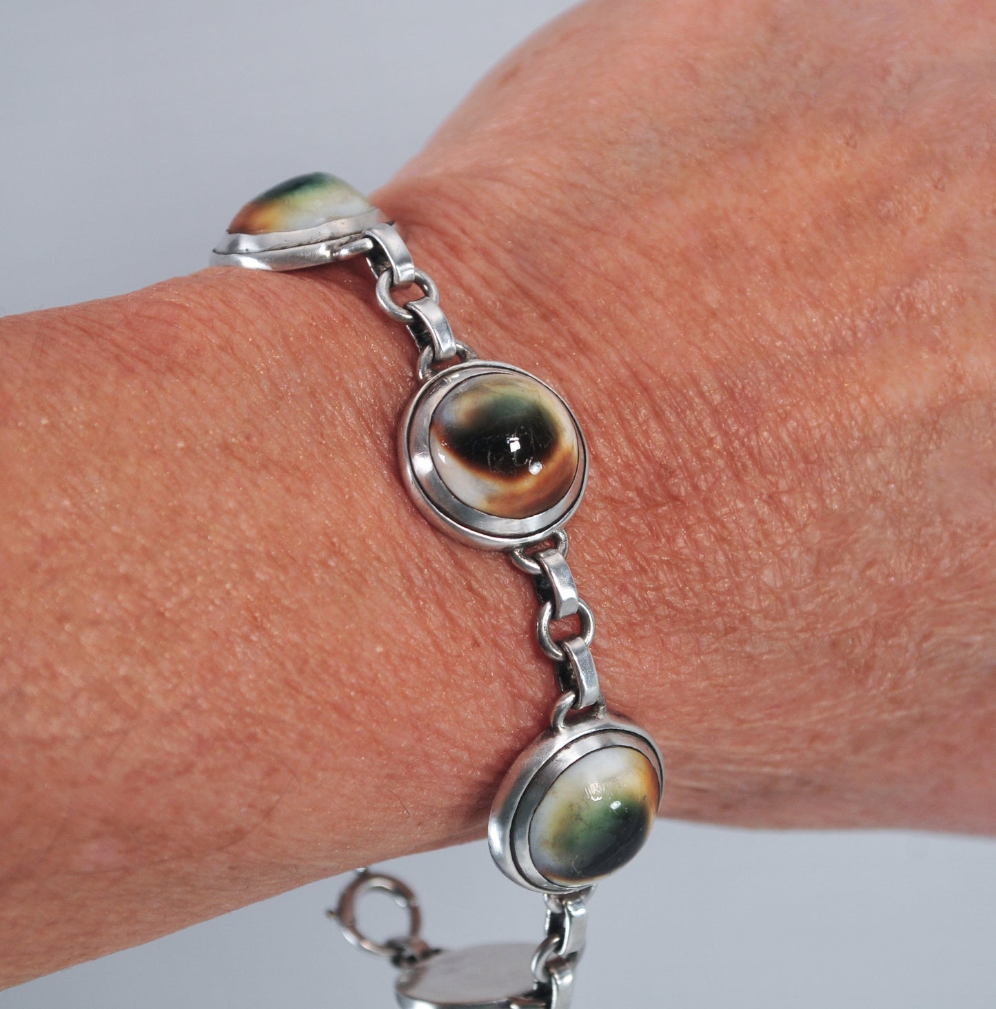 Vintage Sterling Silver Operculum Bracelet