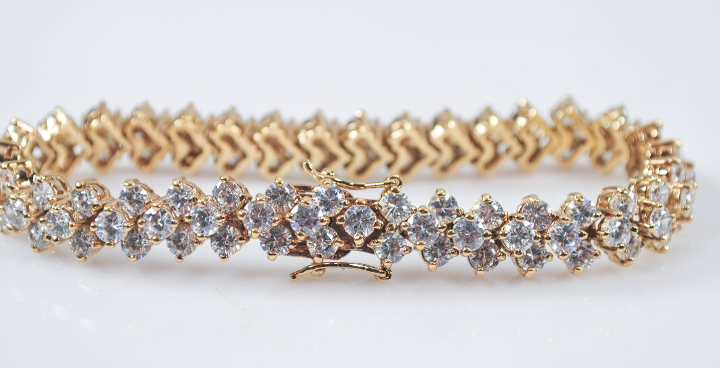 Heavy Gold over Sterling Silver 925 CZ Tennis Bracelet