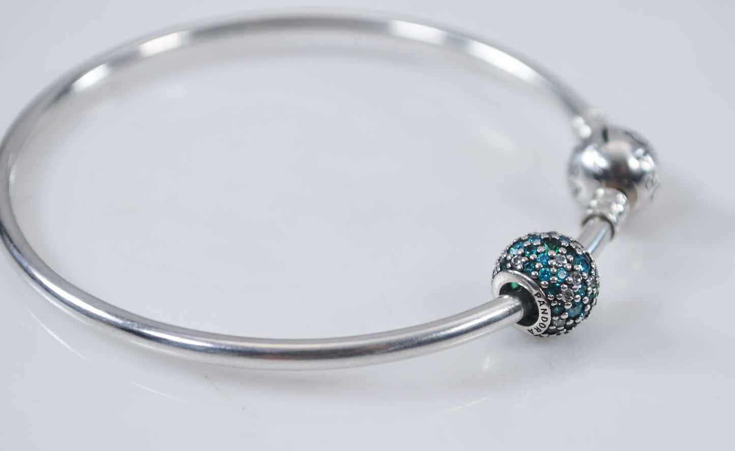 Vintage Pandora Sterling Silver Charm Bangle Bracelet