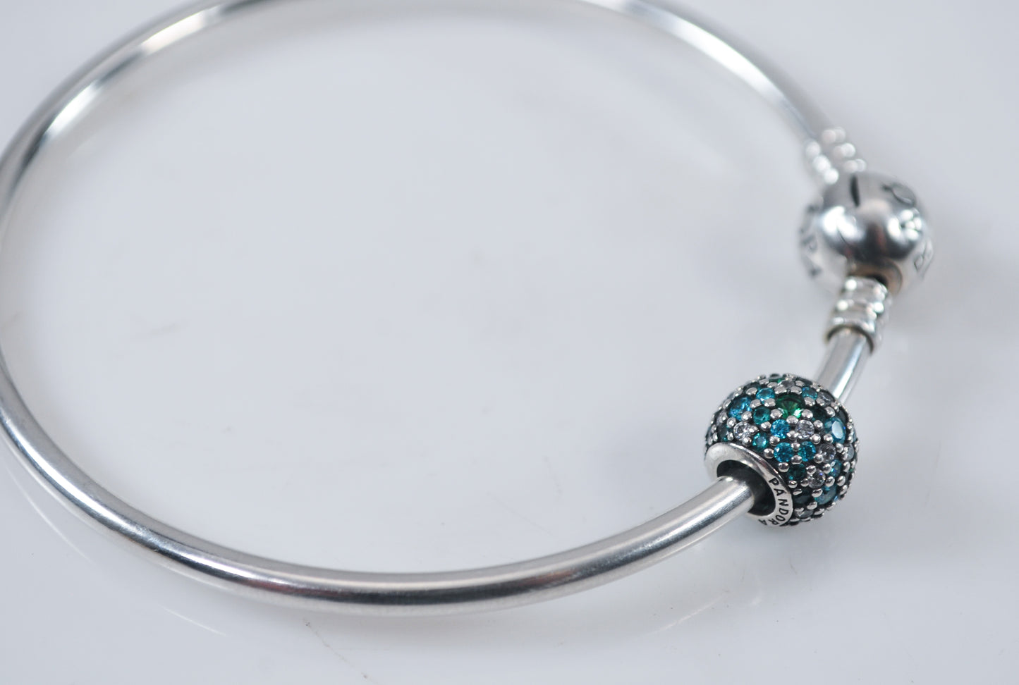 Vintage Pandora Sterling Silver Charm Bangle Bracelet