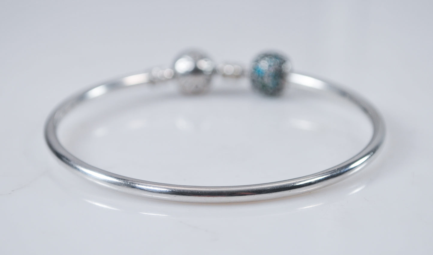 Vintage Pandora Sterling Silver Charm Bangle Bracelet