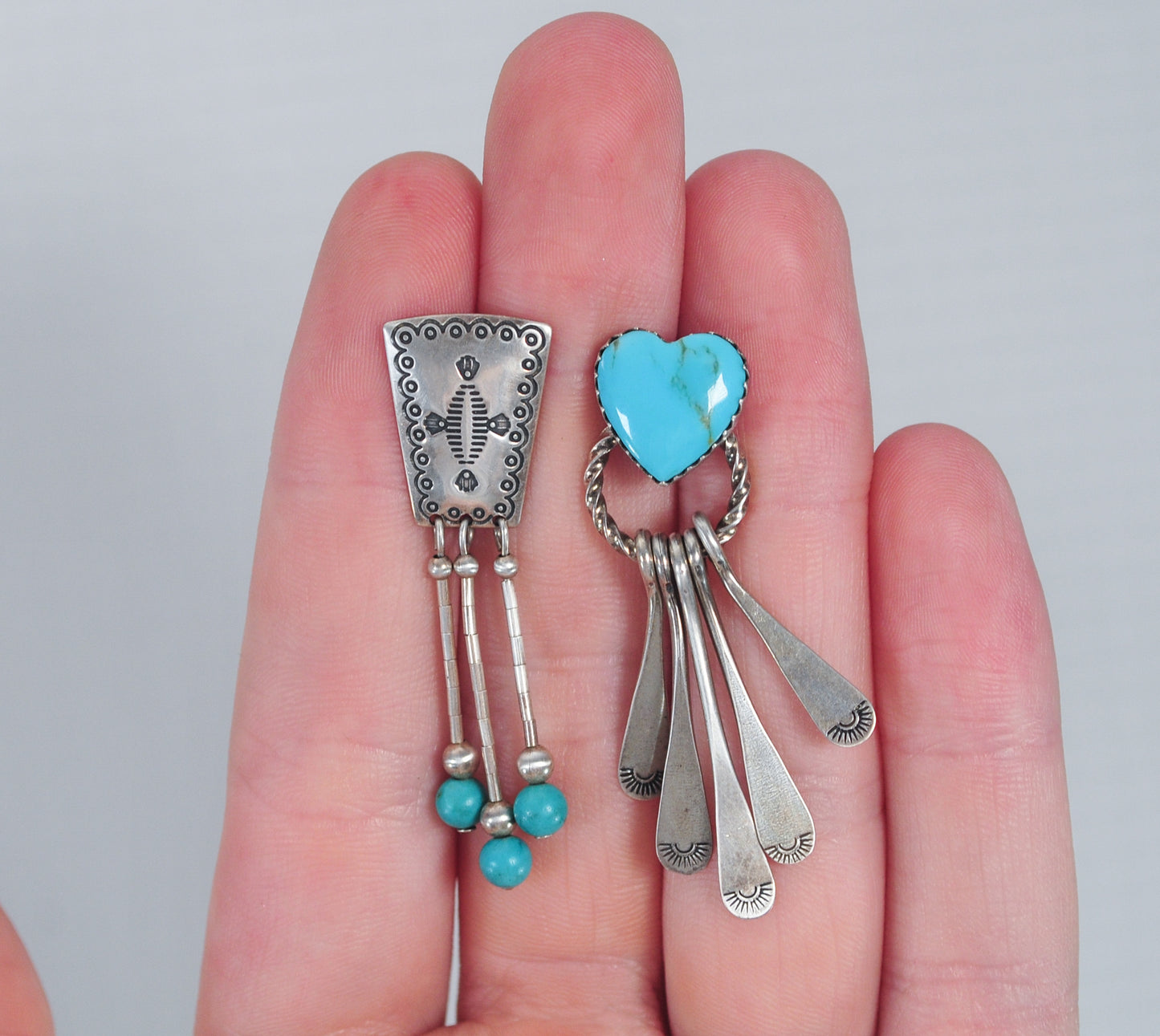 Five Single Sterling Silver Southwestern Earrings